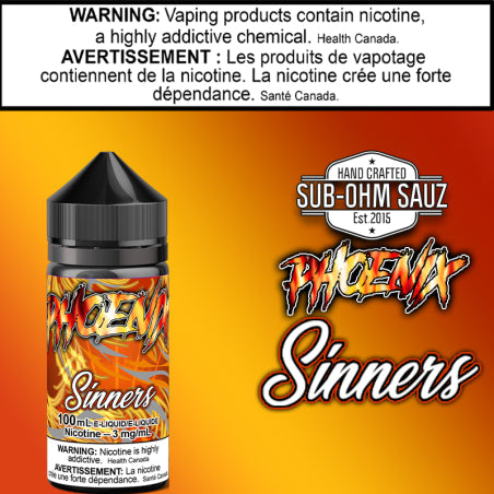 Phoenix - Sinners By Sub Ohm Sauz 100ml Saskatchewan