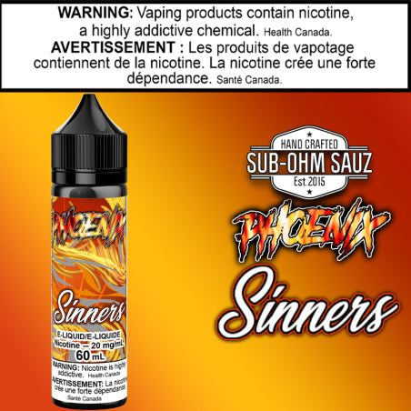 Phoenix - Sinners By Sub Ohm Sauz 60ml Salt Ontario